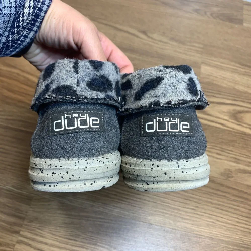 Hey Dude Shoes Womens 11 Britt‎ Casual Sneakers Gray Cheetah Casual 121773139
